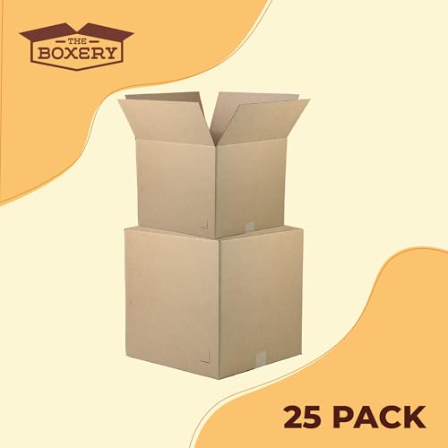 Image of The Boxery Moving Boxes 25-Pack Medium | 18x14x12 inch Brown /Kraft Corrugated Cardboard Packing, Moving & Storage for Business /Home - Durable - Eco-Friendly, Recyclable - Made in the USA