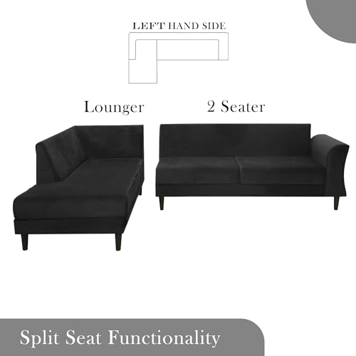 Image of Gratly LHS 4 Seater L Shape Sofa Set for Living Room (Black Colour) Premium Fabric Sofa