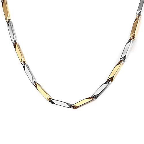 Yellow Chimes Classic Stainless Steel Dual Toned Rice Chain Necklace by Yellow Chimes Silver Plated Chain for Men (Silver, Gold) (YCSSCH-214RICE-GLSL) (B08F2NQ616) Amazon Price History, Amazon Price Tracker