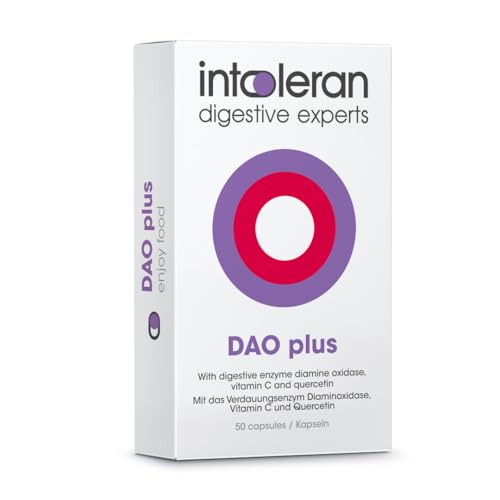 Intoleran DAO Plus Digestive Enzymes - 50 Capsules | Supplement for Histamine Intolerance & DAO Deficiency | Healthy Histamine Levels | 30 000 HDU Diamine Oxidase (DAO) Enzyme | Vitamin C & Quercetin