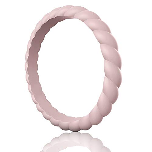 Image of Egnaro Women's Silicone Anniversary Rings, 2.5mm Wide 1.8mm Thick Stackable Rubber Wedding Band, Thin Stylish Comfort Fit Silicone Ring for Nurse, Workout, Work, Pregnancy, Travel, Daily Gift