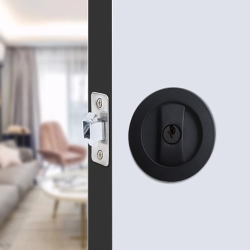 Cerrojo corredizo para puerta con llave, privacidad, diseño redondo para puertas corredizas, reemplazo rápido y fácil de herrajes dañados miniatura 7