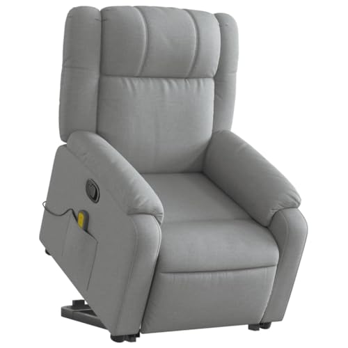 vidaXL Sillón de Masaje Reclinable, Tela Gris Claro