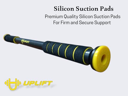Image of UPLIFT Adjustable Pull Up Bar for Home (62-100cm) | No Screw Doorway Exercise Rod | Anti Skid Grip, 100kg Capacity | Multifunctional Home Gym Equipment for Men, Women & Kids (Black /Yellow)
