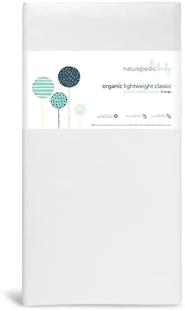 Naturepedic Organic Baby Crib Mattress - 2-Stage Lightweight Infant & Toddler Mattress - Waterproof Bed Mattress for Crib - Non-Toxic for Baby and Toddler Bed - 52" x 28”