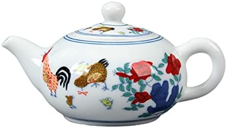 Vintage Ceramic Tea Kettle Ceramics Teapot Rooster Painted Porcelain Tea Pot Tea Kettle Decorative Tea Container for Chinese Liquor Loose Leaf Blooming 230ml Tea Kettle Stovetop