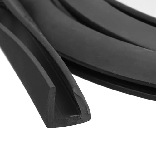 uxcell U Channel Edge Trim, 3.3ft Length Rubber Guard Seal Strip Edge Protector Flat Type Fit for 5.5-6mm Edge, (25/64" W x 25/64" H) Black