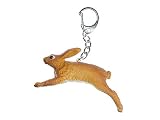 Miniblings Lapin lièvre 75mm Caoutchouc Saut de Lapin lièvre de Lapin lièvre Brun - Bijoux à la Mode Main I I Pendentif Trousseau de clés Porte-Clef