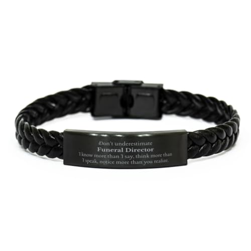 ROOMSOAR Funeral Director Gifts. Farewell Gift. Don't underestimate Funeral Director. Braided Leather Bracelet for Funeral Director Coworker Colleague Boss Friends