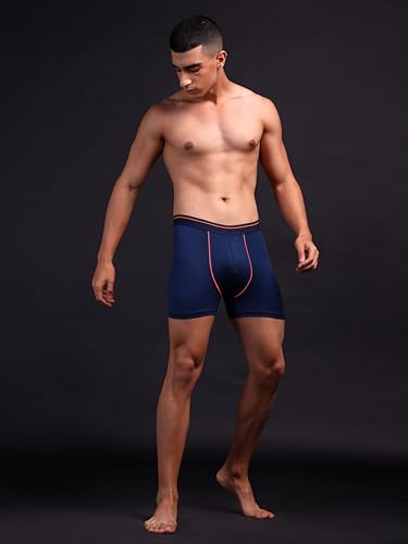 Image of TECHNOSPORT Men's Colorblock Trunks Underwear with ElastoLITE 4 Way Stretch Lightweight Breathable Moisture Wicking Soft Anti Odour Anti Microbial Comfort Fit Boxer Briefs Innerwear for Men