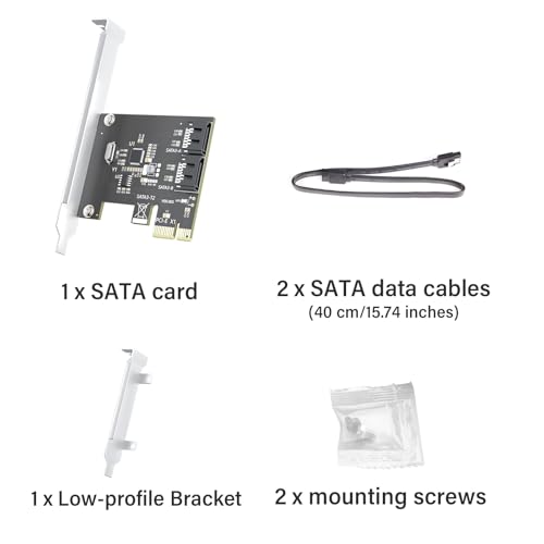 Image of 2-Port SATA Expansion Card (PCIe 3.0 x1 to 6Gbps SATA Card), Compatible with Windows /Mac /Linux /NAS