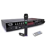  Amplificateur LTC ATM6000BT stéréo HiFi Karaoké 100W USB/SD/MP3/Bluetooth avec Microphone à Main UHF sans Fil