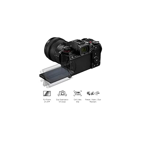 Panasonic Lumix Pack DC-S5AMKB Full Frame Mirrorless Macchina Fotografica, Sensore CMOS Full Frame 24.2MP ISO Dual Native, Obiettivo Lumix 20-60 mm, Batteria Lumix BLK22, Nero