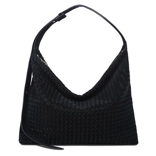 Woven Bag for Women, Vegan Leather Tote Bags Large Hobo Purses for Women Handmade Shoulder Bag with Adjustable Strap