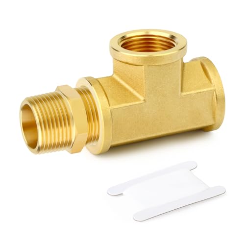 Image of GASHER 1PCS Brass Tee Pipe Fittings, 3 /4 inch NPT Female x 3 /4 inch NPT Female x 3 /4 inch NPT Male Pipe Fittings, Male Run Tee