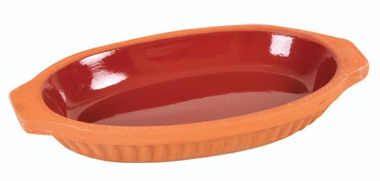 Büyük Boy Dekorlu Kayık Sırlı Toprak Güveç Tencere Fırın Tepsi (33 * 18 * 5 cm)