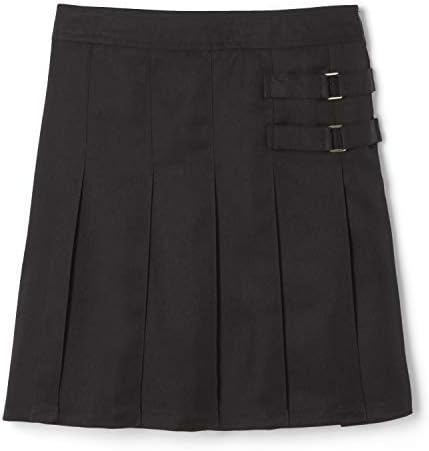 French Toast Girls' Two-Tab Pleated Scooter skirt, Black, 8,Big Girls