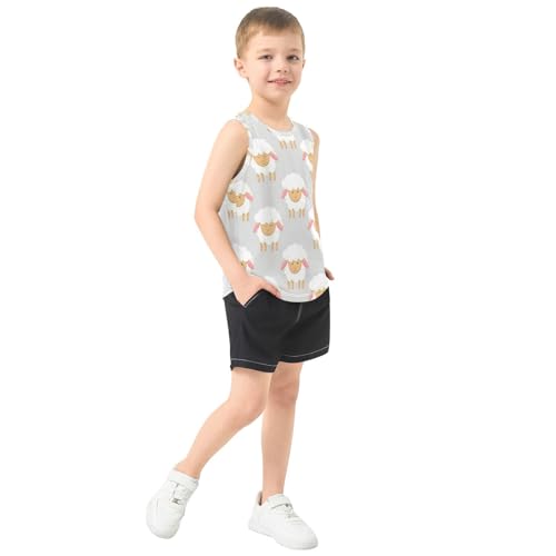 J JOYSAY Cartoon Cute Light Gray Boys Tank Top Sleeveless Muscle Shirts Quick Dry Kids T-Shirts 3-15T4