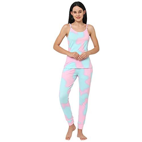 Image of Sweet Dreams Women Tie & Dye Lapel Collar 3 /4th Sleeve Poly Brush Robe, Slip & Pyjamas