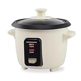 OVENTE Electric Rice Cooker 4-Cups (Cooked) with Removable Nonstick Pot, Keep Warm Function, Cooks Grain, Oatmeal and Makes Soups, Stews or Hot Cereals, Includes Measuring Cup and Spatula, Cream RC04C