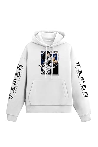 Image of Anime Inspired Design Unisex Pullover Hoodie, Black, Graphic Print Front and Back