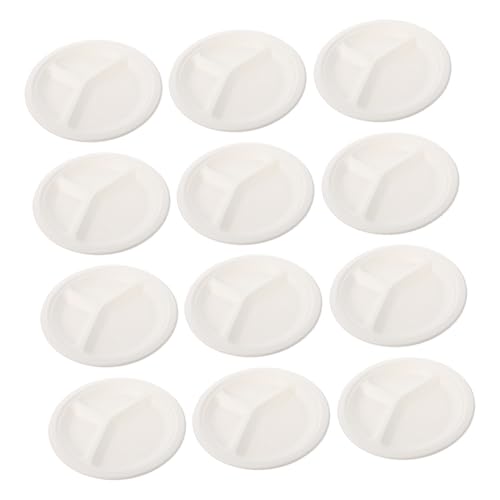 Cabilock 20個 使い捨て三仕切りプレート バガス製生解性ディナープレート 軽量ポータブルパーティー用食器 環境配慮型 家 レストラン対応