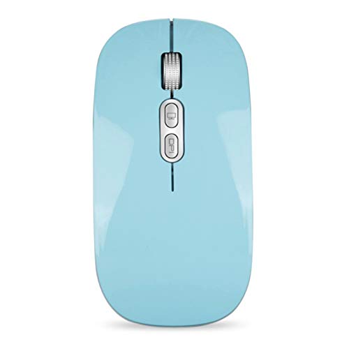 Souris silencieuse sans fil - Chargement USB - Compatible Bluetooth - Souris optique ergonomique - Mini souris sans fil avec récepteur pour téléphone et ordinateur - Bleu Cover