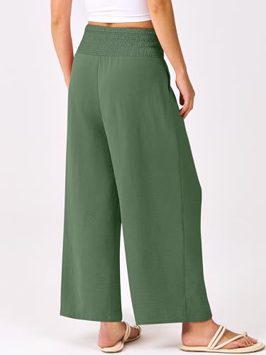 Image of ANRABESS Womens Wide Leg Palazzo Pants with Pockets | Lightweight Breathable High Waisted Pants, Beach Vacation Flowy, Lounge & Casual Summer Trousers