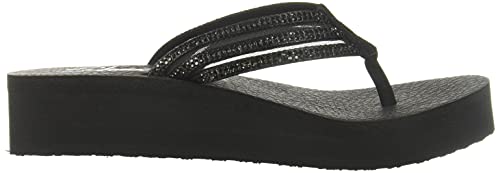 Skechers Womens Flip Flop,Black/Black,8 M Us #TOP5