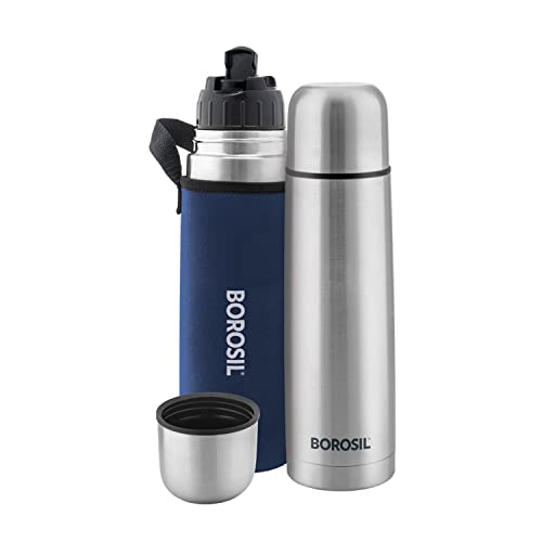 Image of Borosil Hydra Bolt - Vacuum Insulated Flask Water Bottle, 1L & Borosil Hydra Thermo Vacuum Insulated Flask Water Bottle, Blue, 1000 ml