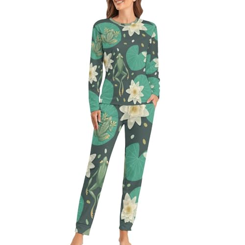 Pyjama femme grenouille d'étang pour soirées cocooning et nuits douces de week-end