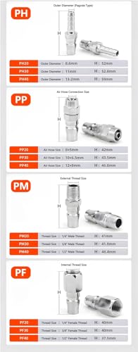 Conector rápido neumático PM20 acoplador de manguera aire comprimido C 6