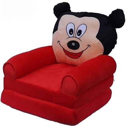 ELSTONE HOME Mickey Sofa Cum Bed Shape Imported Soft Plush Toy Chair/Seat for Baby Sitting (Red)