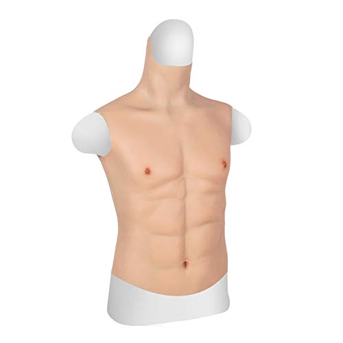 YIQI Silicone Muscle Chest Half Body High Collar Chest for Cosplay Makeup Halloween Props Male Shaper Stronger