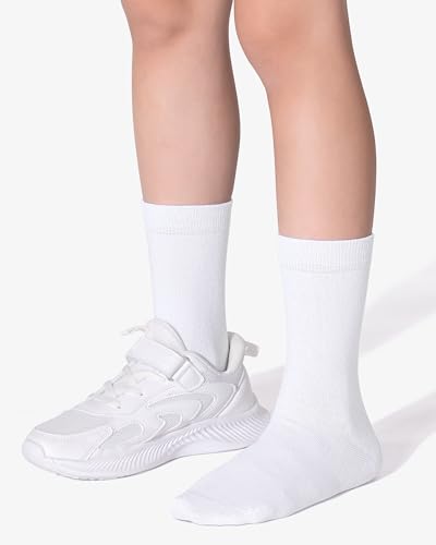Image of Somaibo 8 Pairs Kids Socks for Boys Girls Crew Dress Athletic Socks Soft Cotton Seamless Cushioned School Sock