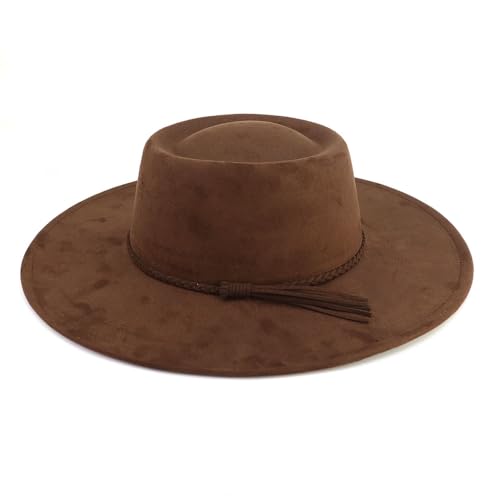 Image of LIDHAY Wide Brim Fedora Hat for Men Women Big Rancher Felt Hat Pork Pie Jazz Hat