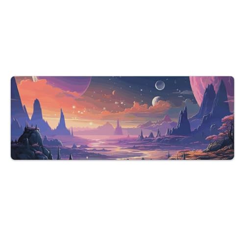 Tapis de souris de jeu coloré rétro espace XL antidérapant et imperméable pour bureau