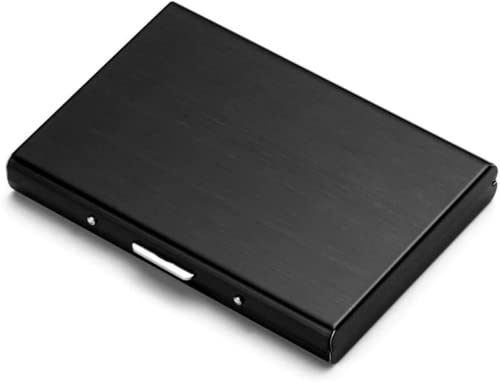 Hypertune Credit Card Holder Wallet Metal Protector RFID Blocking Bank Business Case for Ladies Women Men Stainless Steel (Black)3