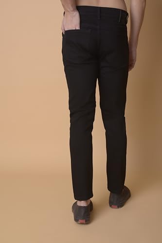 Image of i'sol Men's Tapered Fit Solid Mid-Rise Stretchable Casual Jeans