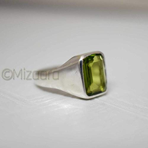 Peridot Men's Ring, 925 Sterling Silver, August Birthstone, Peridot Signet Ring, Peridot Gemstone Ring, Handmade Ring, Birthday Gift For Her, Valentine Day #TOP4