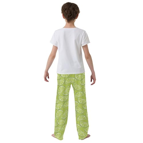 ZZXXB Summer Limes Boys Long Pants Soft Trousers Elastic Waist Kids Lounge Bottoms with Pockets S-XL3