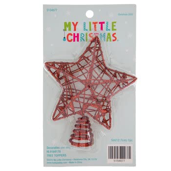 Red Glitter Wire Star Mini Tree Topper - 5 Inch