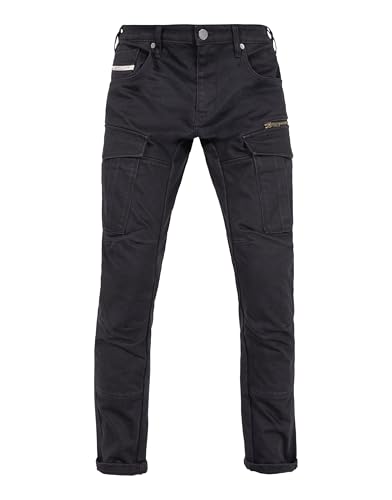 John Doe Defender Mono Motorcycle Cargo Pants for Men - Tapered Fit Riding Pants with AAA XTM-Fiber Protection Stretch Comfort & Water-Repellent Urban Design - Black - 32/32