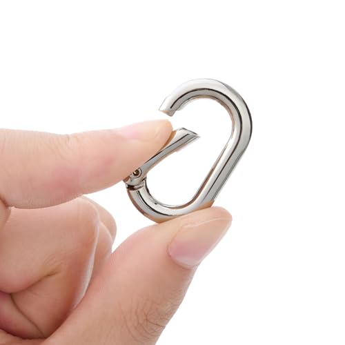 Lebatsion 10Pcs Metal Spring Oval Rings Round Carabiner Key Ring Clip For Keychain Buckle thumb #2