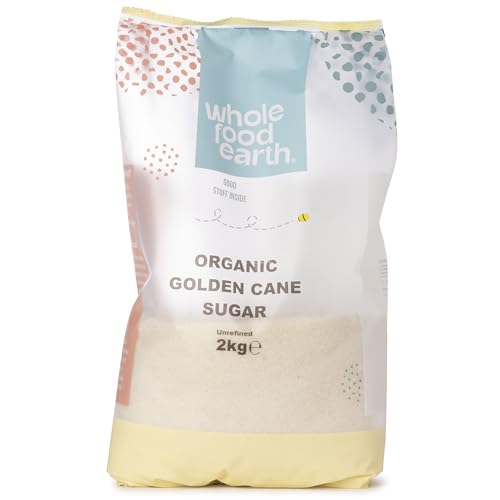 Wholefood Earth - Azúcar dorado de caña ecológico, 2 kg, crudo, sin refinar, vegano, sin transgénicos, con certificación ecológica