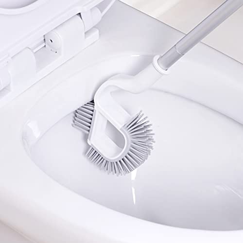 Brosse de toilette blanche avec base de rangement et poils denses BESTYASH - 5