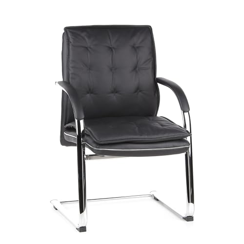 hjh OFFICE 600921 Freischwinger Villa V Leder Schwarz Besucherstuhl...
