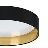 EGLO LED lampa sufitowa Maserlo 2, tekstylna lampka do salonu z tkaniny w kolorze złotym i czarny, tworzywo sztuczne w kolorze białym, ciepłym białym, Ø 38 cm