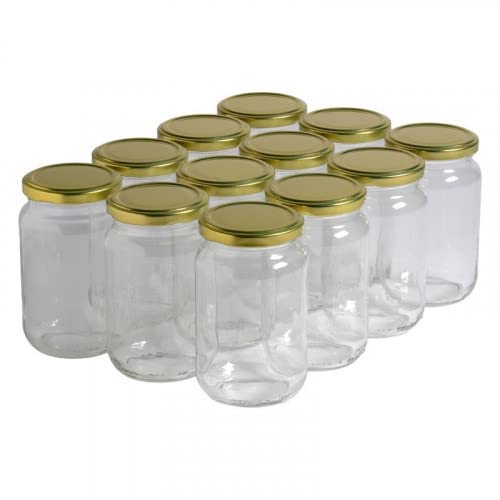 Pots de conservation en verre avec couvercles or - Lot de 12 bocaux de cuisine