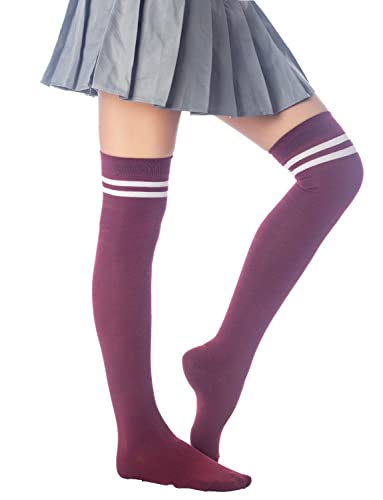 Image of iB-iP Women's Football Style Stripes Sports Thigh High Long Socks